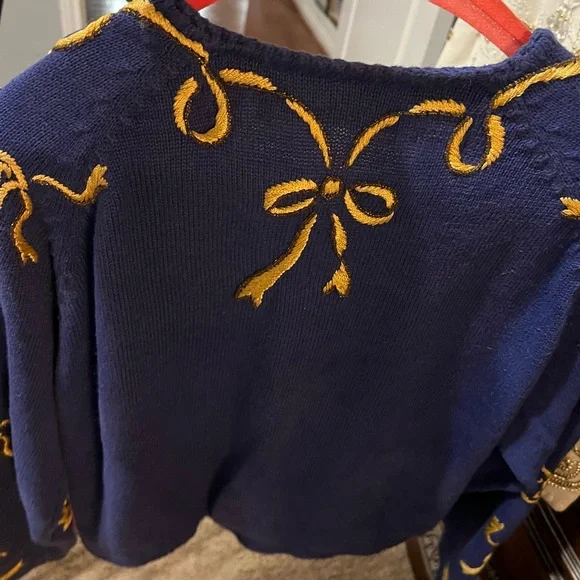 Vtg RARE Michael Simon Gold Threaded Cardigan